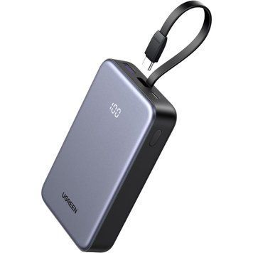 УМБ Ugreen 20000mAh 20W PD3.0/QC3.0, USB-A,USB-С IN/OUT, with build Type-C cable (PB505) Gray (45762) [404143]