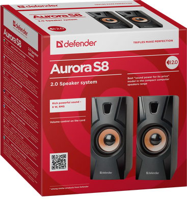 Акустика Defender Aurora S8 Black 2.0, 8 W, USB (65408) [203627]