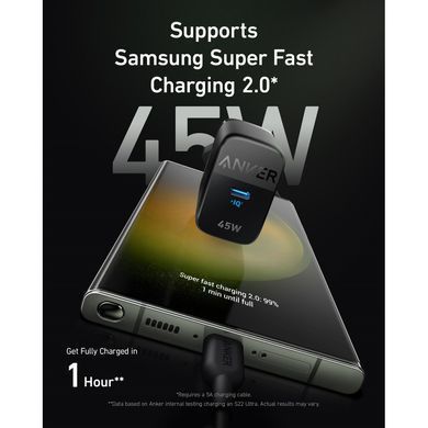 Мережевий зарядний пристрій Anker PowerPort 313 - 45W PD + PPS USB-C Black (A2643G11) [603226]