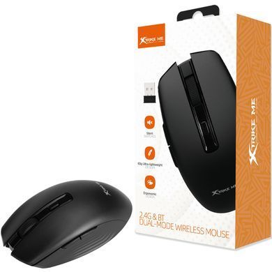 Мишка XTRIKE ME GW-224, бездротова Bluetooth+2.4G 1600dpi., 6кн., Silent, чорна (GW-224BK) [401278]
