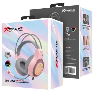 Ігрова гарнітура XTRIKE ME GH-515, USB+3.5мм, 7 режимів RGB, кабель 2м, рожева (GH-515P) [401852]