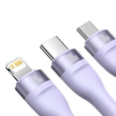 Кабель Baseus Flash Series Ⅱ Two-for-three Charging Cable U+C to M+L+C 100W 1.2m Purple (CASS030105) [802616]