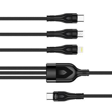 Кабель ColorWay Lightning + micro USB + USB Type-C (M/M), 3.0 А, 1.2 м, Black (CW-CBPDU3060-BK) [613612]