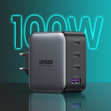 Зарядний пристрій 4xUSB 100W (3xUSB-C+USB-A) Gan Tech Fast GAN Charger чорний CD226 Ugreen (40747) [404015]