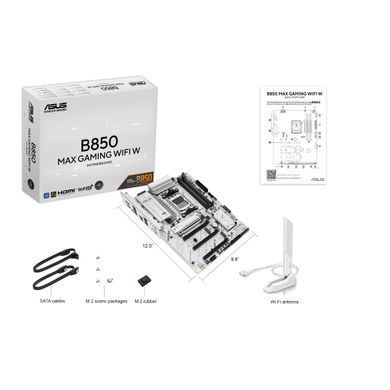 Материнcька плата ASUS B850 MAX GAMING WIFI W sAM5 B850 4xDDR5 M.2 HDMI DP Wi-Fi BT ATX білий (90MB1M10-M0EAY0) [109218]
