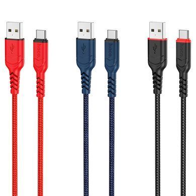 Кабель HOCO X59 USB to Type-C 3A, 1m, nylon, TPE connectors, Black (6931474744920) [804349]