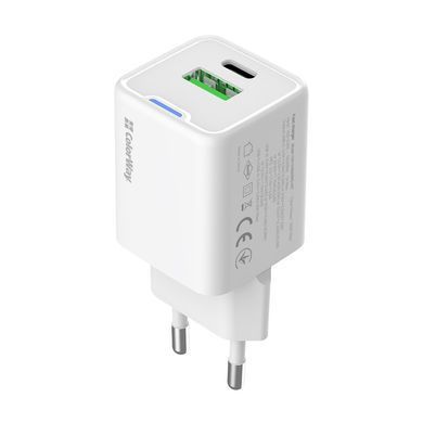 Мережевий зарядний пристрій ColorWay GaN Mini 35W PD Port PPS USB (Type-C PD + USB QC4.0) White (CW-CHS055PD-WT) [603366]