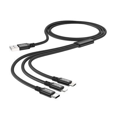 Кабель HOCO X14 3-in-1 Times speed charging cable iP+Micro+Type-C Black (6931474719157) [805284]