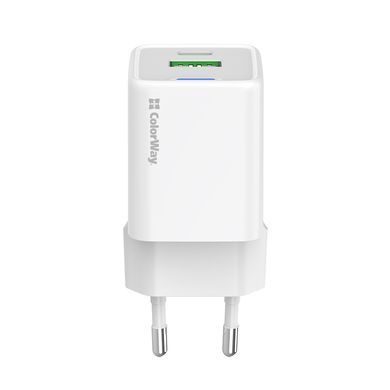 Мережевий зарядний пристрій ColorWay GaN Mini 35W PD Port PPS USB (Type-C PD + USB QC4.0) White (CW-CHS055PD-WT) [603366]