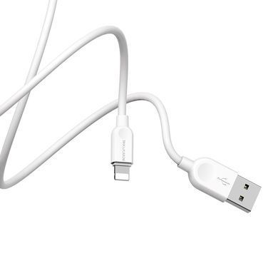 Кабель BOROFONE BX14 USB to iP 2.4A, 1m, PVC, TPE connectors, White (6957531089971) [803598]