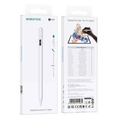 Стилус BOROFONE BG101 Active capacitive pen with digital display pad dedicated White (6941991115974) [805386]