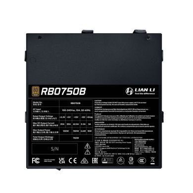 Блок живлення Lian Li RB0750B, 80 Plus Bronze, Black, EU Cord (G9P.RB0750B.B000.EU) [619214]