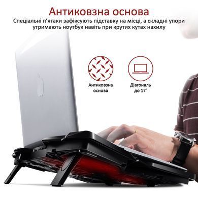 Охолоджуюча пiдставка для ноутбука Promate AirBase-3 Black (airbase-3.black) [605053]