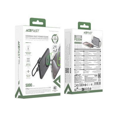 Зовнішній акумулятор ACEFAST M30-5000 PD20W magnetic fast charging power bank with cable Black (6974316286004) [806603]