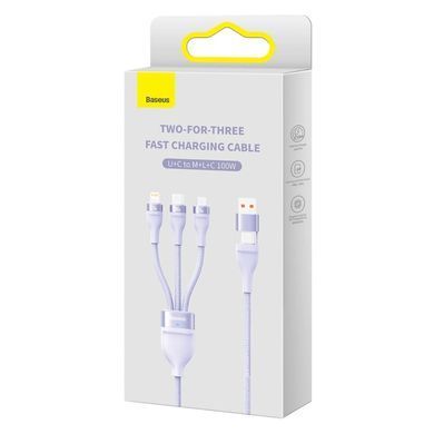 Кабель Baseus Flash Series Ⅱ Two-for-three Charging Cable U+C to M+L+C 100W 1.2m Purple (CASS030105) [802616]