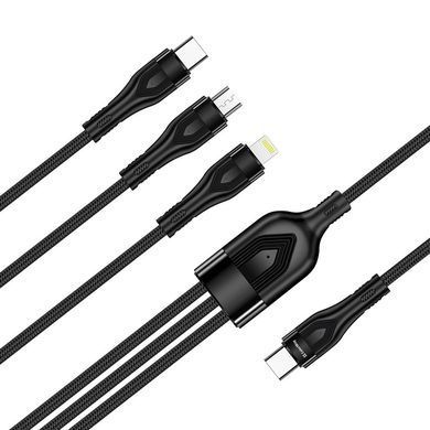 Кабель ColorWay Lightning + micro USB + USB Type-C (M/M), 3.0 А, 1.2 м, Black (CW-CBPDU3060-BK) [613612]