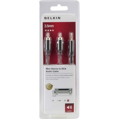 Кабель jack 3.5 > 2xRCA (M/M) Belkin 2м, чорний (F3Y116BT2M) [110935]