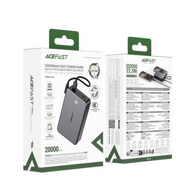 Зовнішній акумулятор ACEFAST M29-20000 22.5W fast charging power bank with cable Black (6974316285991) [806551]