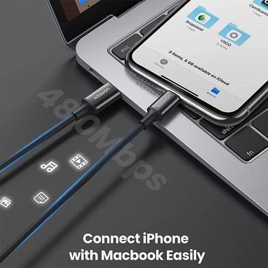 Кабель USB 2.0 Type-C M-Lightning M, 1 м, 3A, Nickel Plating ABS Shell Чорний, US171 UGREEN (60751) [404197]