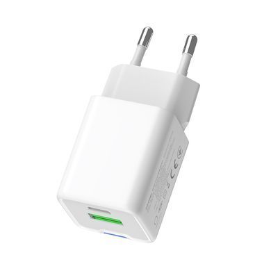 Мережевий зарядний пристрій ColorWay GaN Mini 35W PD Port PPS USB (Type-C PD + USB QC4.0) White (CW-CHS055PD-WT) [603366]