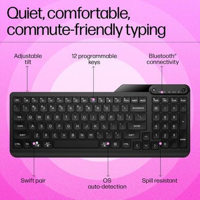 Клавіатура мембранна HP 460 Multi-Device key, BT, EN/UK, чорний (7N7B8AA) [103720]