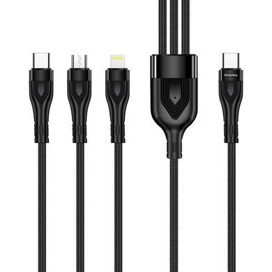 Кабель ColorWay Lightning + micro USB + USB Type-C (M/M), 3.0 А, 1.2 м, Black (CW-CBPDU3060-BK) [613612]