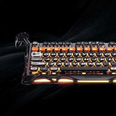 Клавіатура механічна GravaStar Mercury K1 Pro 80keys, GravaStar x Kailh Speedy Mint, BT/WL/USB, RGB, CyberFlare (GSK1PRO_BO_BLK) [114356]