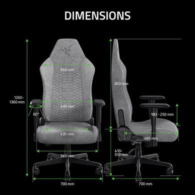 Крісло Razer Iskur V2 X, тканина, 2D-Armrests, сірий світлий (RZ38-05310200-R3G1) [114785]