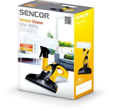 Пилосос Sencor безпровідний, вологе прибирання, вода -0.2л, автон. робота до 20хв, для миття вікон, чорно-жовтий (SCW3001YL) [102374]