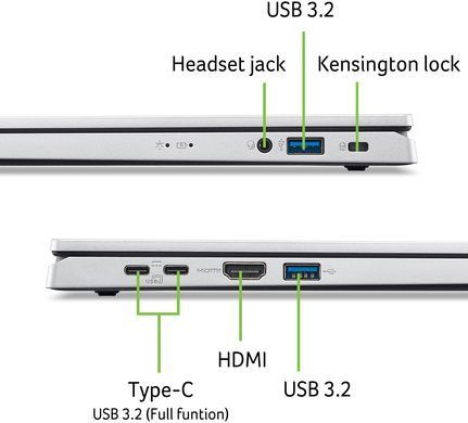 Ноутбук Acer Aspire Go AG15-32P 15.6" FHD IPS, Intel C N150, 8GB, F512GB, UMA, Lin, сріблястий (NX.J8XEU.003) [100666]