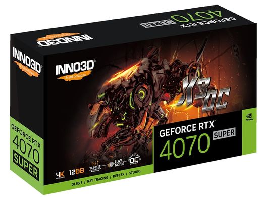 Inno3d Відеокарта GeForce RTX 4070 Super 12GB GDDR6X X3 OC (N407S3-126XX-186162L)