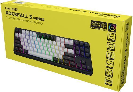 Клавіатура бездротова Hator Rockfall 3 Mecha TKL Wireless Orange Black (HTK850UA) [606074]