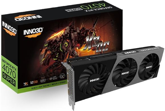 Inno3d Відеокарта GeForce RTX 4070 Super 12GB GDDR6X X3 OC (N407S3-126XX-186162L)