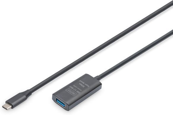 Подовжувач DIGITUS USB 3.2 Gen1 Active Cable 5G, C/M-A/F, 5м, чорний (DA-73110) [108633]
