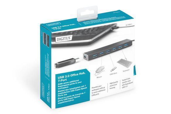 Хаб DIGITUS USB-A > 7хUSB-А, активний (DA-70241-1) [108804]