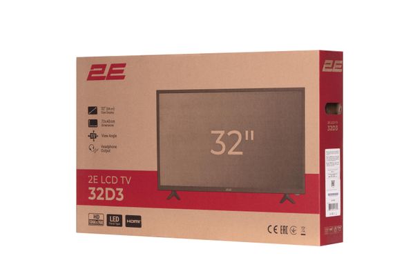 Телевізор 32" 2E LED HD 50Hz Black (2E-32D3)