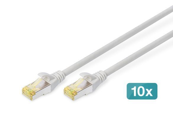 Патч-корд DIGITUS CAT 6a S-FTP, 0,5м, AWG 26/7, Cu, LSZH, сірий, 10шт. (DK-1644-A-005-10) [109903]