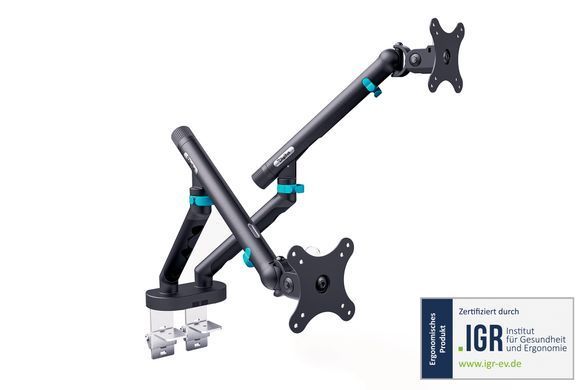 Кріплення DIGITUS Dual Monitor Clamp, 2 x до 35"/10кг, з нахилом, поворотом, чорне (DA-90471) [115004]