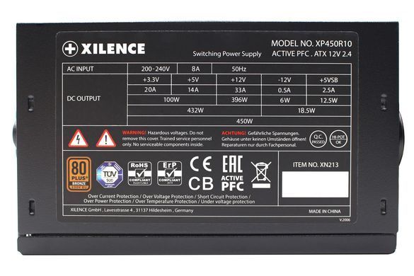 БЖ 450W Xilence Gaming series, 120mm, 80+ BRONZE, Retail Box (XP450R10) [402846]