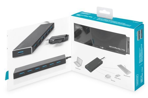 Хаб DIGITUS USB-A > 7хUSB-А, активний (DA-70241-1) [108804]