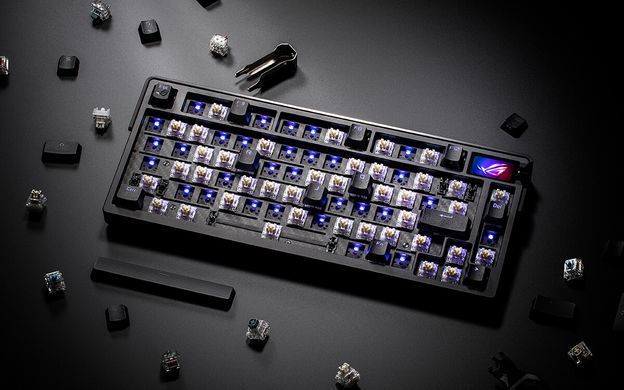 Клавіатура механічна ASUS ROG Azoth Extreme 81key, NX Snow, USB-A/WL/BT, EN, RGB, чорний (90MP03MA-BKUA01) [103618]