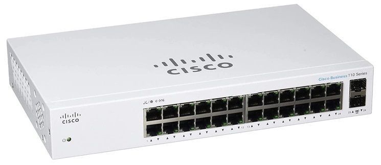 Комутатор Cisco CBS110 24xGE, 2x1G SFP Shared, Unmanaged (CBS110-24T-EU) [105087]