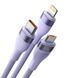Кабель Baseus Flash Series Ⅱ Two-for-three Charging Cable U+C to M+L+C 100W 1.2m Purple (CASS030105) [802616], фото 3