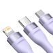 Кабель Baseus Flash Series Ⅱ Two-for-three Charging Cable U+C to M+L+C 100W 1.2m Purple (CASS030105) [802616], фото 4