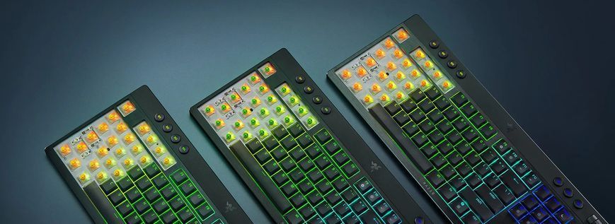 Клавіатура механічна Razer BlackWidow V4 Low-profile HyperSpeed, 104key, Green Switch, USB-A/WL/BT, EN, RGB, чорний (RZ03-05270100-R3M1) [113993]