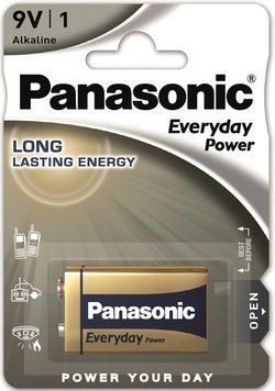 Батарейка Panasonic EVERYDAY POWER лужна 6LR61(6LF22, MN1604, MX1604, Крона) блістер, 1 шт. (6LR61REE/1B) [113417]