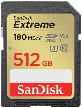 Карта пам'яті SanDisk SD 512GB C10 UHS-I U3 R180/W130MB/s Extreme V30 (SDSDXVV-512G-GNCIN) [108936]