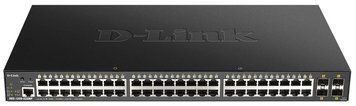 Комутатор D-Link 48xGE PoE, 4xSFP+, 370W, Smart (DGS-1250-52XMP) [105022]