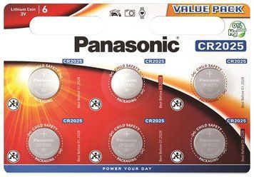 Батарейка Panasonic літієва CR2025 блістер, 6 шт. (CR-2025EL/6B) [113319]