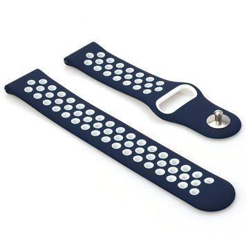 Ремінець BeCover Nike Style для Samsung Galaxy (20mm)/Watch 5/ Watch 4 40/44mm/Watch 4 Classic 42mm/Watch Active/Active 2 40/44mm/Watch 3 41mm/Gear S2/Classic/Gear Sport Blue-White (705698) [604650]